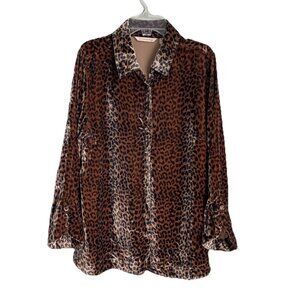 Soft Surroundings Animal Print ION Silk Velvet Poets Tunic Mob Wife